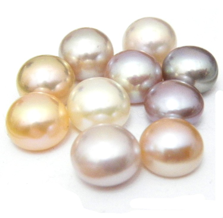 Natural Colours 9.5-10mm Half Drilled Button Single Pearls